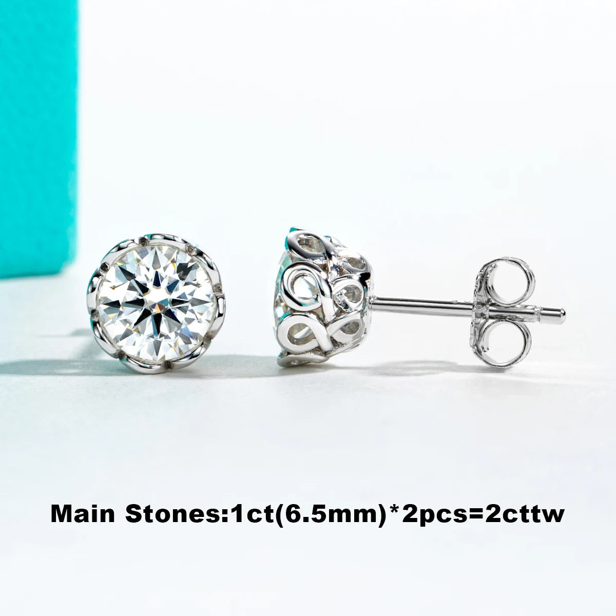 AnuJewel 2cttw-6cttw Moissanites Diamond Earrings 925 Sterling Silver D Color VVS1 Moissanite Classic Stud Earrings For Woman
