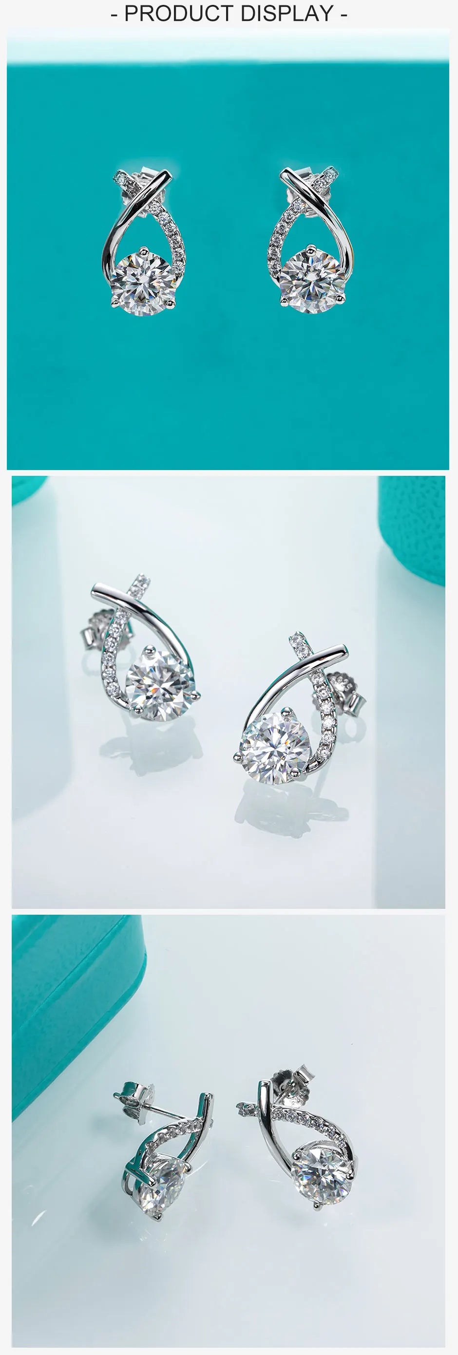 AnuJewel 4cttw D Color Moissanite Diamond 18K Gold Plated 925 Sterling Silver Stud Earrings For Woman Gifts Wholesale