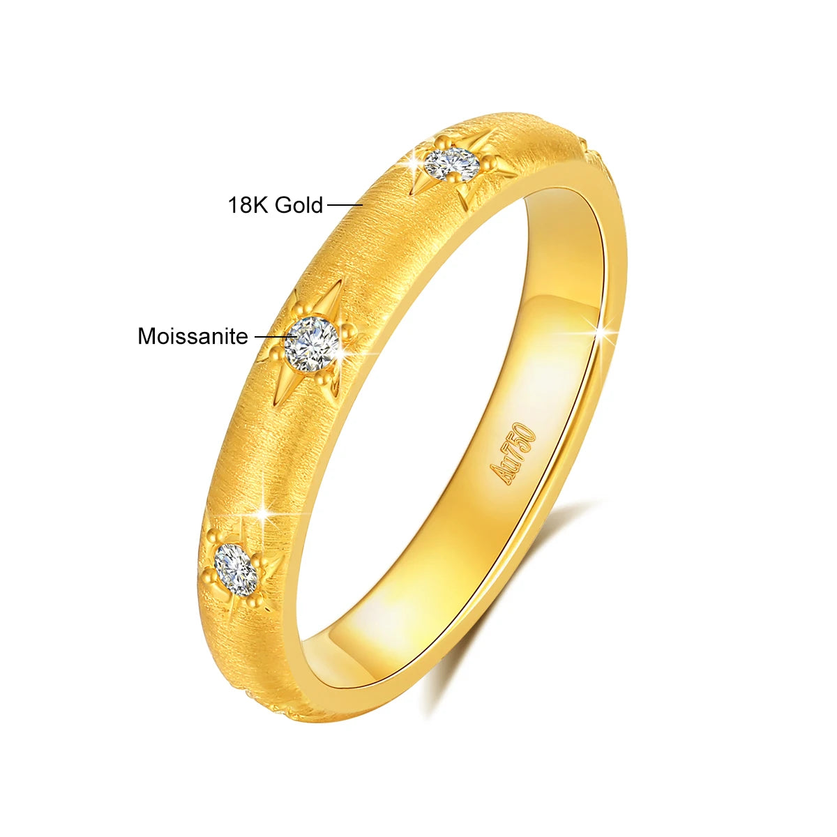 Real 18K Gold Ring AU750 with Moissanite D Color VVS1 Diamond rings for Women Wedding Engagement Anniversary Gift Fine Jewelry