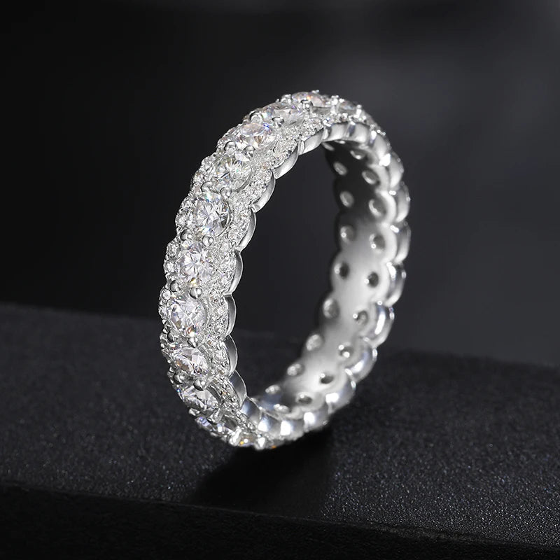 3mm 2.86cttw D VVS Moissanite Shining Bling Band Ring For Women 925 Sterling Silver Eternity Rings Iced Out Fashion Fine Jewelry