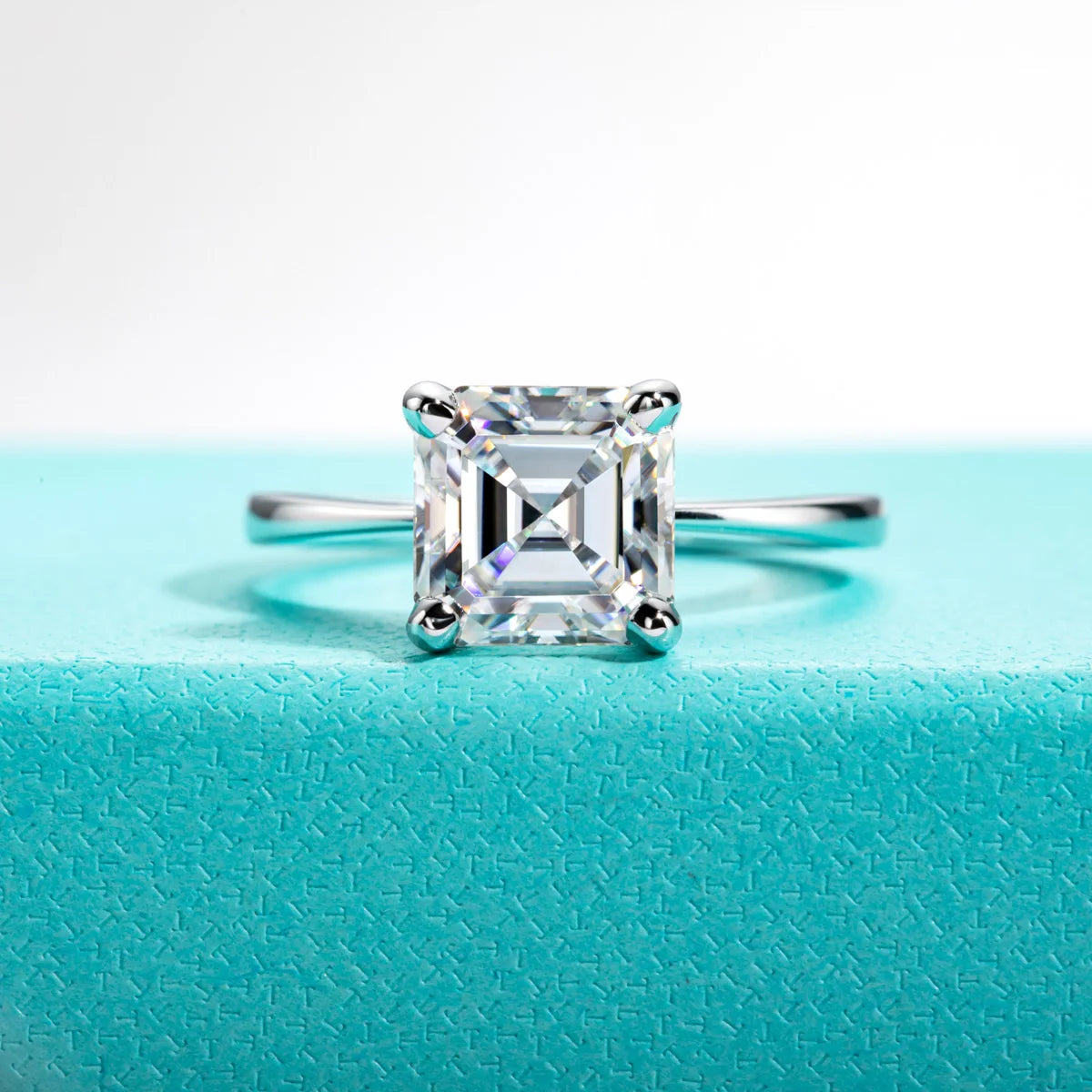 AnuJewel 3ct D Color Asscher Cut Moissanite Engagement Wedding Ring S925 Sterling Silver Rings For Women Jewelry Wholesale