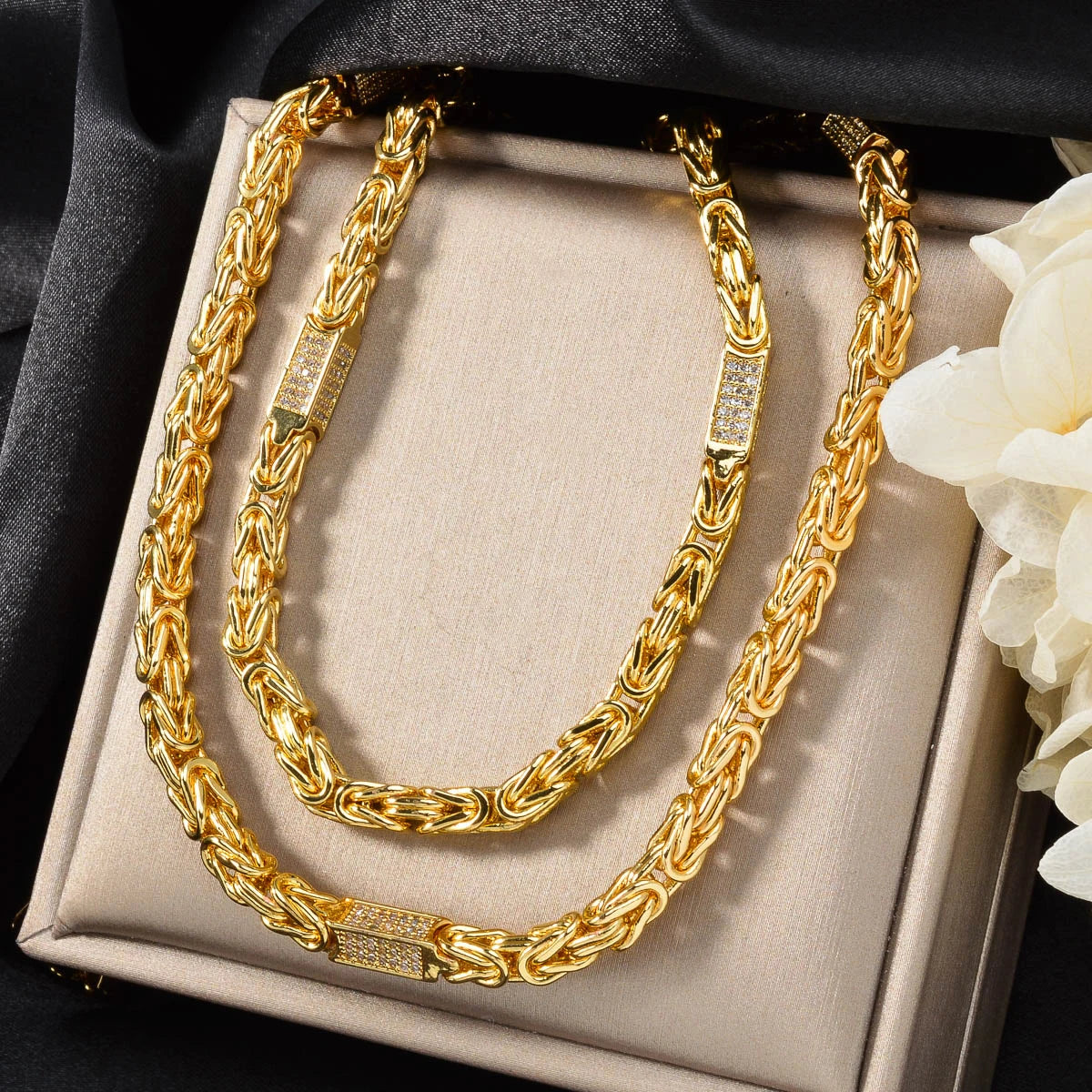 24in/28in Snake Chain 18K Gold Color Plated Necklace African Bridal Wedding Accessories Trend Fashion Birthday Gift for Wife
