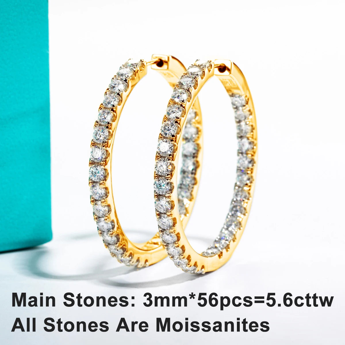 AnuJewel 3mm 5.6cttw D Color Moissanite Big Hoop Earrings 925 Sterling Silver Luxury Huggie Earring For Women Jewelry Wholesale