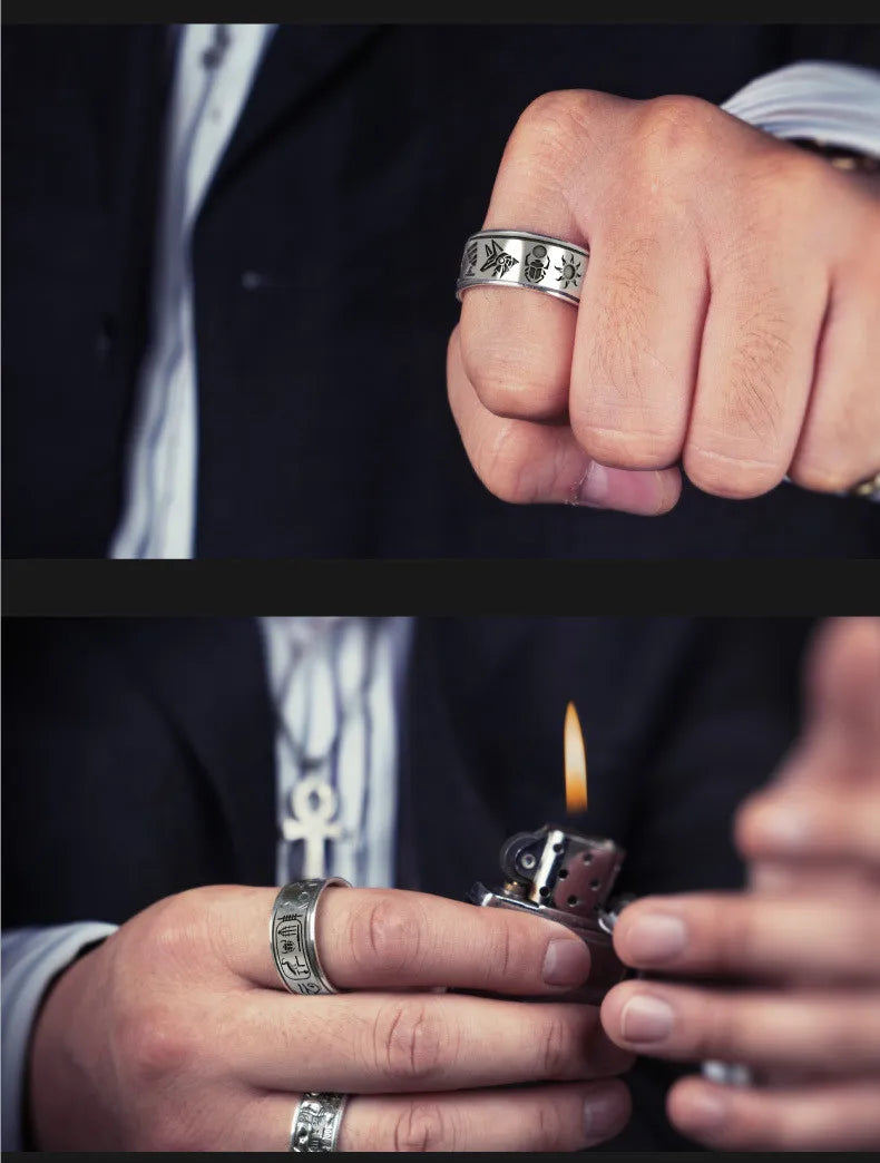 BOCAI S925 Sterling Silver Rings New Fashion the Gods of Egyptian Totem Argentum Punk Domineering Hand Jewelry for Men