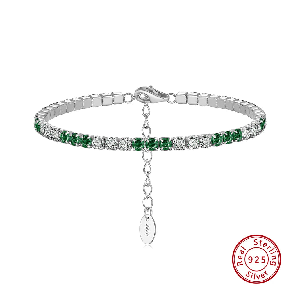 ORSA JEWELS 925 Sterling Silver Brilliant Tennis Bracelet 3.0mm Bezel Setting CZ for WomenChain Bracelet Luxury Jewelry SB192