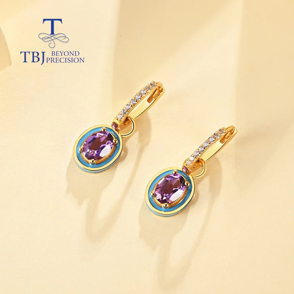 Romantic purple Amethyst earring 925 Sterling silver natural gemstone fine jewelry for women girls new year gift