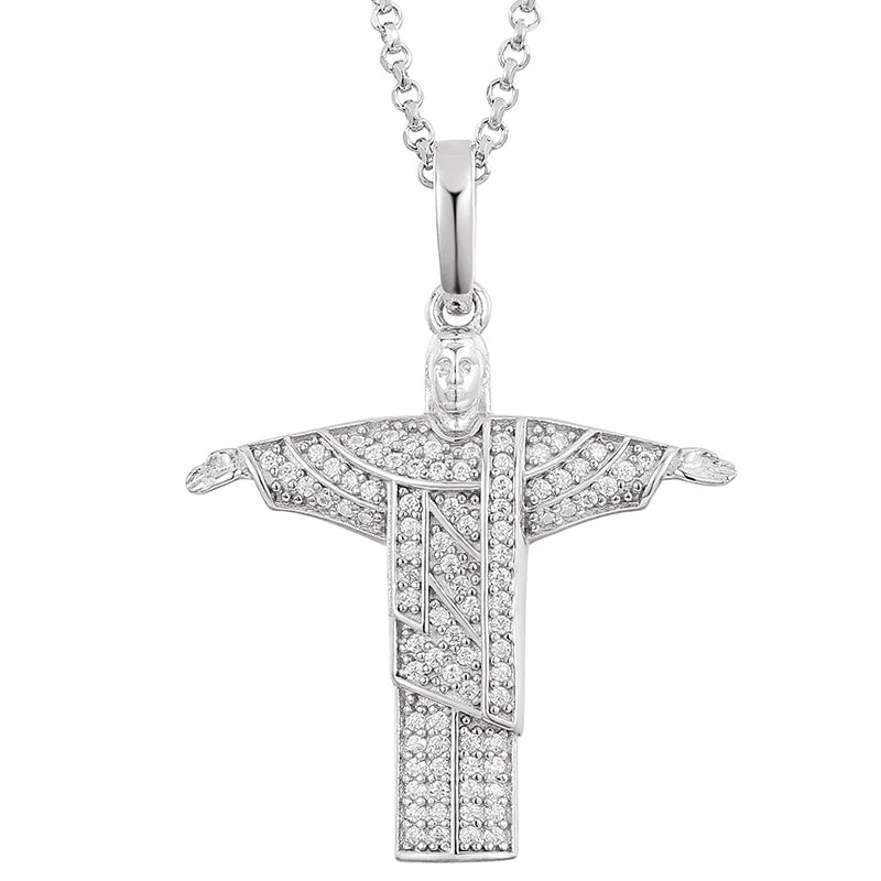 925 Sterling Silver Religious Pendant Moissanite Pendant Necklace For Women Men Christmas Gift Party Fine Jewelry Dropshipping