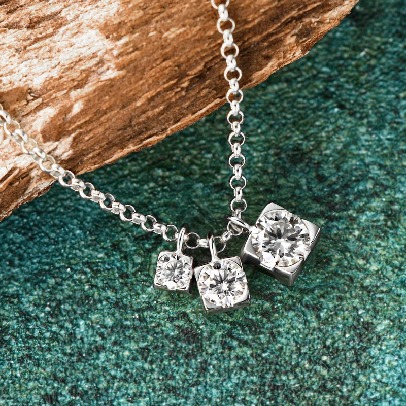 5mm&4mm&3mm Round Full Moissanite Diamond Pendant Necklace Original 925 Silver Women's Engagement High Quality Fine Jewelry