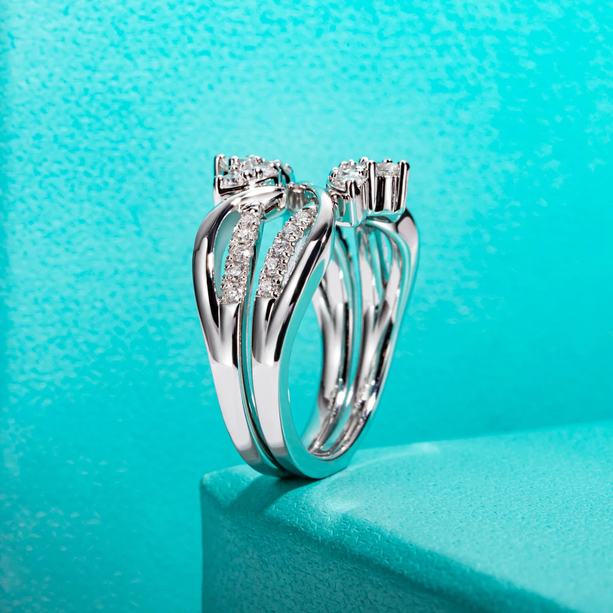 AnuJewel Moissanite Wedding Band Set 925 Sterling Silver D Color Lab Created Diamond Crown Bridal Ring Set For Women Jewelry
