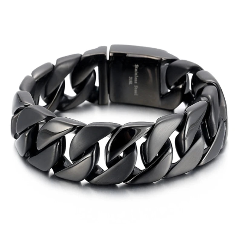 20MM Cuban chain Thick Bracelet for Men Punk Stainless Steel Black/Gold Color Heavy Bracelet Personalized Party Gift Jewelry