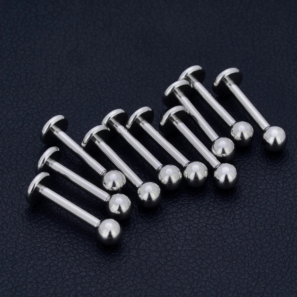 10pcs G23 Titanium Internal and external threads Labret Eyebrow Lip Stud Piercing Tragus Cartilage Conch Helix Rook Nose Studs