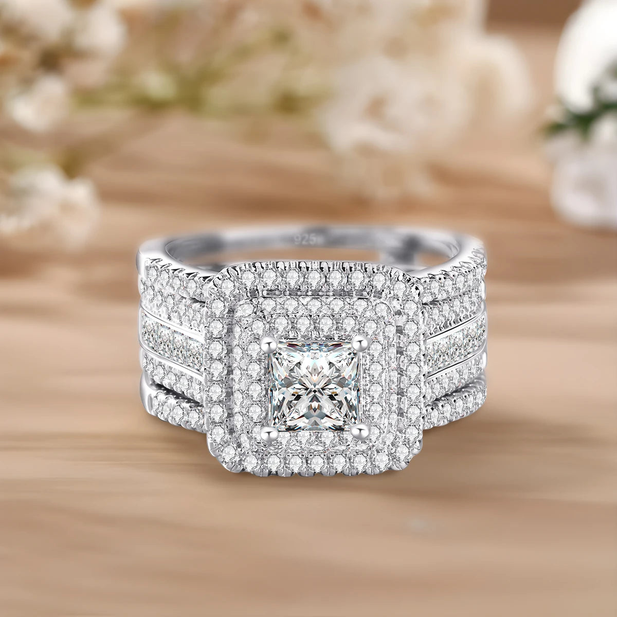 2PCS Moissanite Rings Set Certificate For Wedding 100% Silver 925 Luxury Brand Designer Engagement Jewelry For Women Wholesale