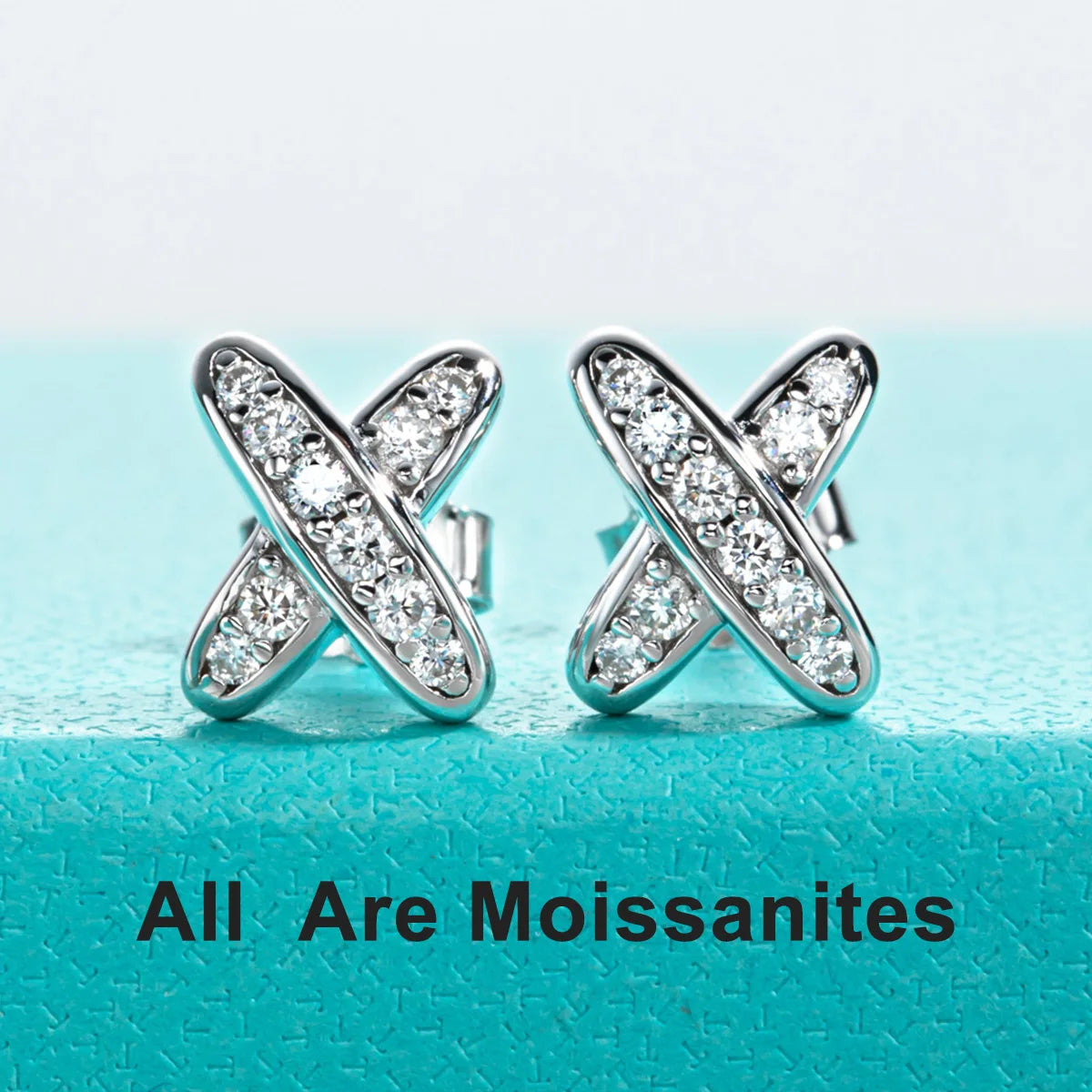 AnuJewel Moissanite Diamond Earrings 925 Sterling Silver D Color VVS1 Moissanite Classic Cross Stud Earrings For Woman Jewelry