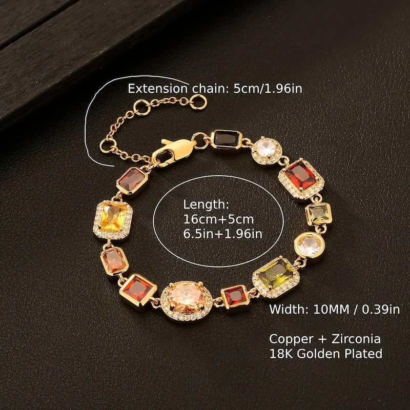10mm Synthetic Gemstone CZ Bracelet Copper with 18k Gold Plated Men's Jewelry Wedding Anniversary Birthday Father's Day Gift