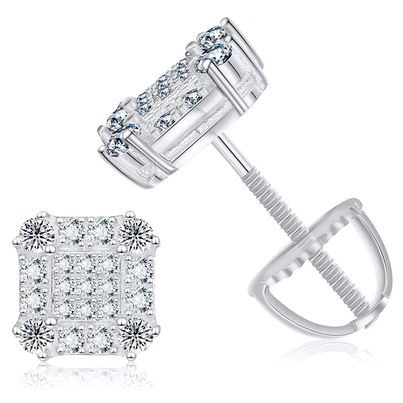 2023 Fashion Trendy Moissanite Square Stud Earring For Women 925 Sterling Silver Wedding Cute Earing Party Wholesale Jewelry