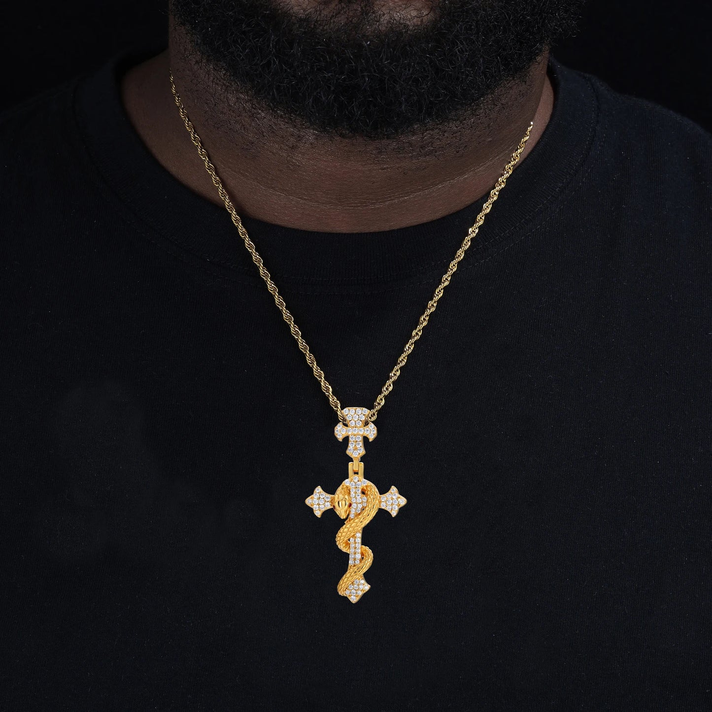 2025 New Snake Winding Cross Pendant Necklace For Men Women 925 Sterling Silver Moissanite Iced Out Bling Hip Hop Jewelry Gifts