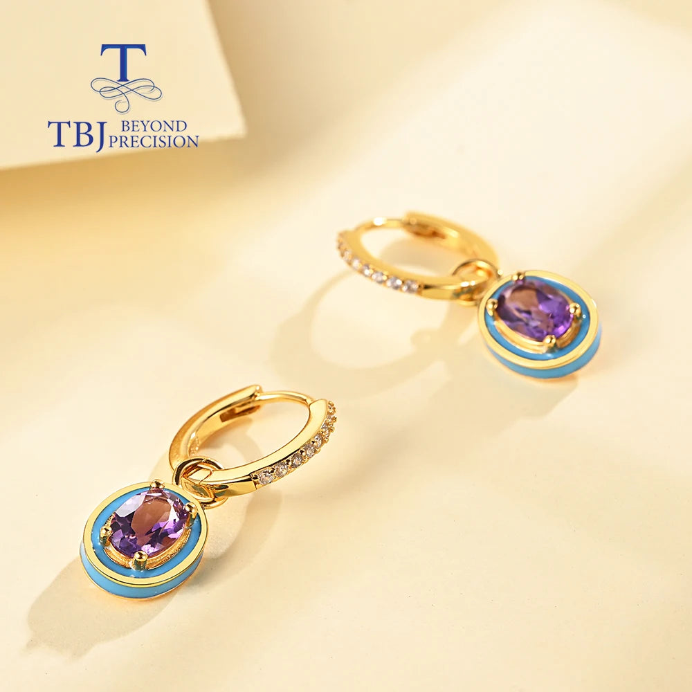 Romantic purple Amethyst earring 925 Sterling silver natural gemstone fine jewelry for women girls new year gift