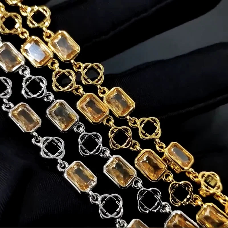 7MM Colourful Zirconia Necklace Iced Out Gemstone Chain For Men And Women Hip Hop Jewelry Ideal Choice for Father's Day Gifts