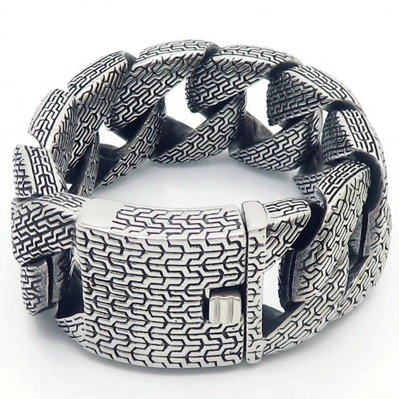 31/21MM Wide High Quality Thick Bracelet Choker Men Punk Stainless Steel Wheel Bracelet Domineering Personality Charm Jewelry