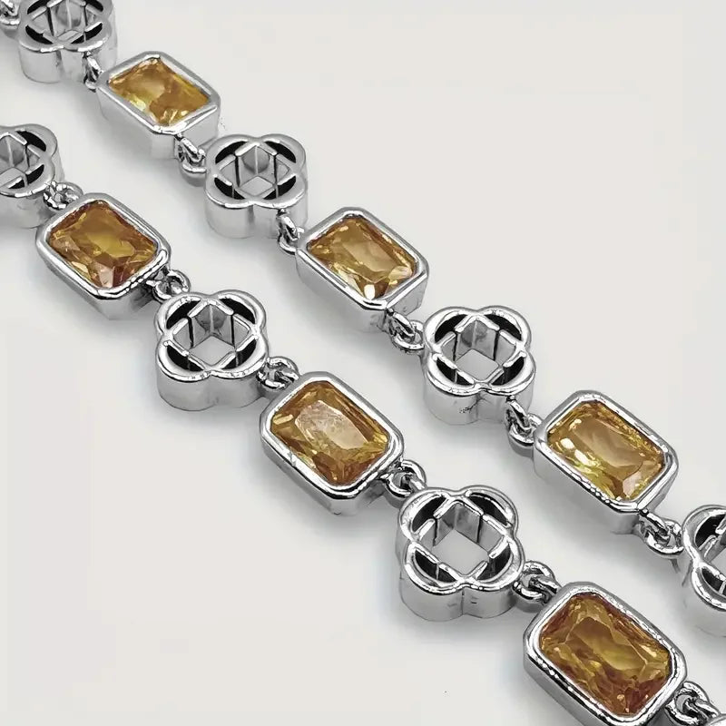 7MM Colourful Zirconia Necklace Iced Out Gemstone Chain For Men And Women Hip Hop Jewelry Ideal Choice for Father's Day Gifts