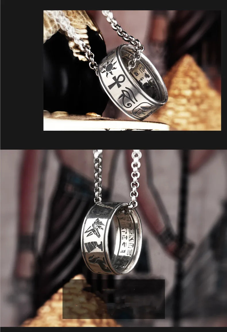 BOCAI S925 Sterling Silver Rings New Fashion the Gods of Egyptian Totem Argentum Punk Domineering Hand Jewelry for Men