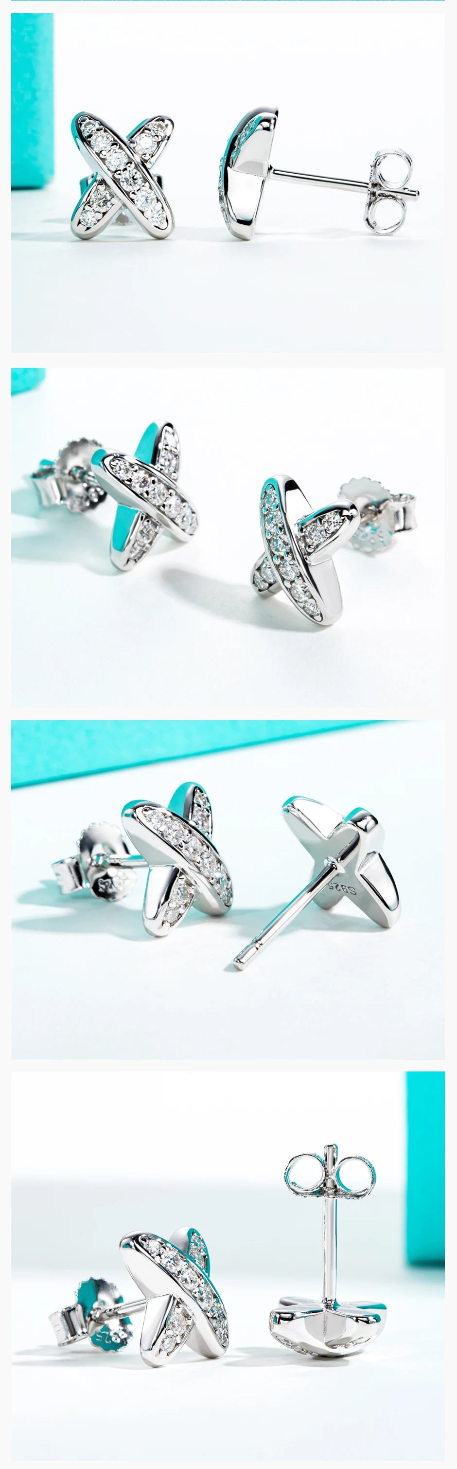 AnuJewel Moissanite Diamond Earrings 925 Sterling Silver D Color VVS1 Moissanite Classic Cross Stud Earrings For Woman Jewelry