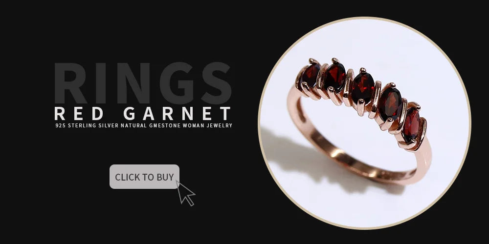 Simple design natural garnet for women Fine jewelry 925 silver gemstone ring earrings jewelry set daily wear gift