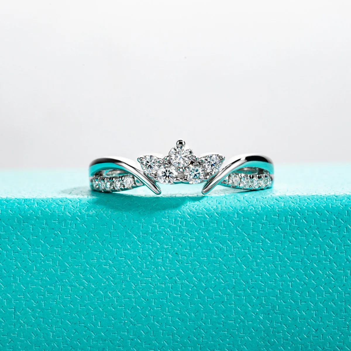 AnuJewel Moissanite Wedding Band Set 925 Sterling Silver D Color Lab Created Diamond Crown Bridal Ring Set For Women Jewelry