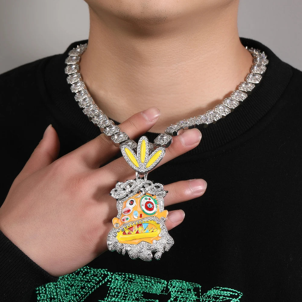 Uwin Melted Utopia Dream Pendant Colorful Enamel Dripping Oil Cartoon Necklaces For Man Hip Hop Jewelry