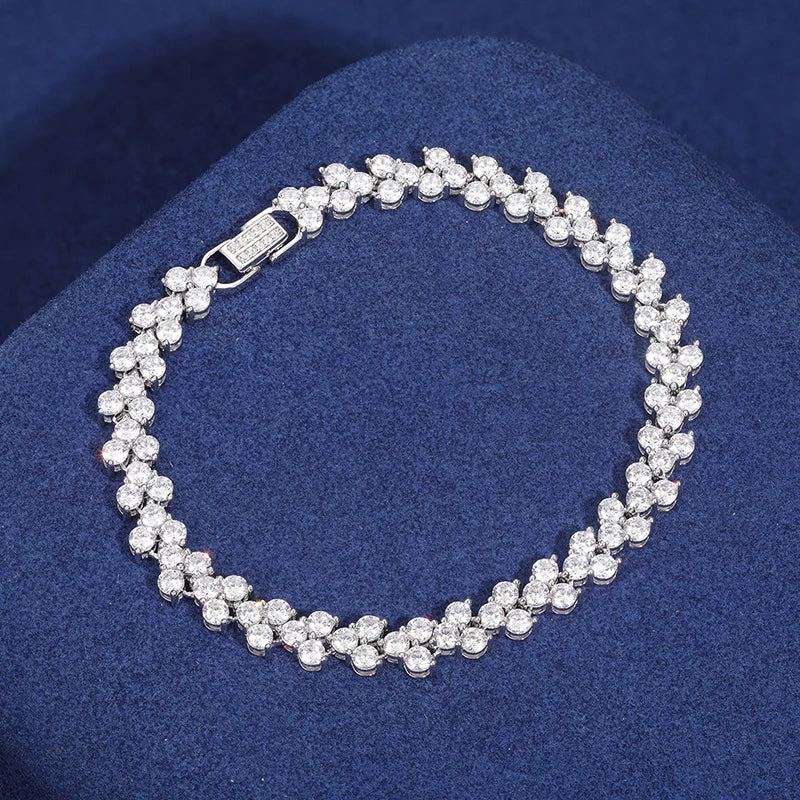 Original 925 Sterling Silver CZ Classic Tennis Bracelet for Women Men Engagement Wedding Charm Hip Hop Iced Out Jewelry Shining