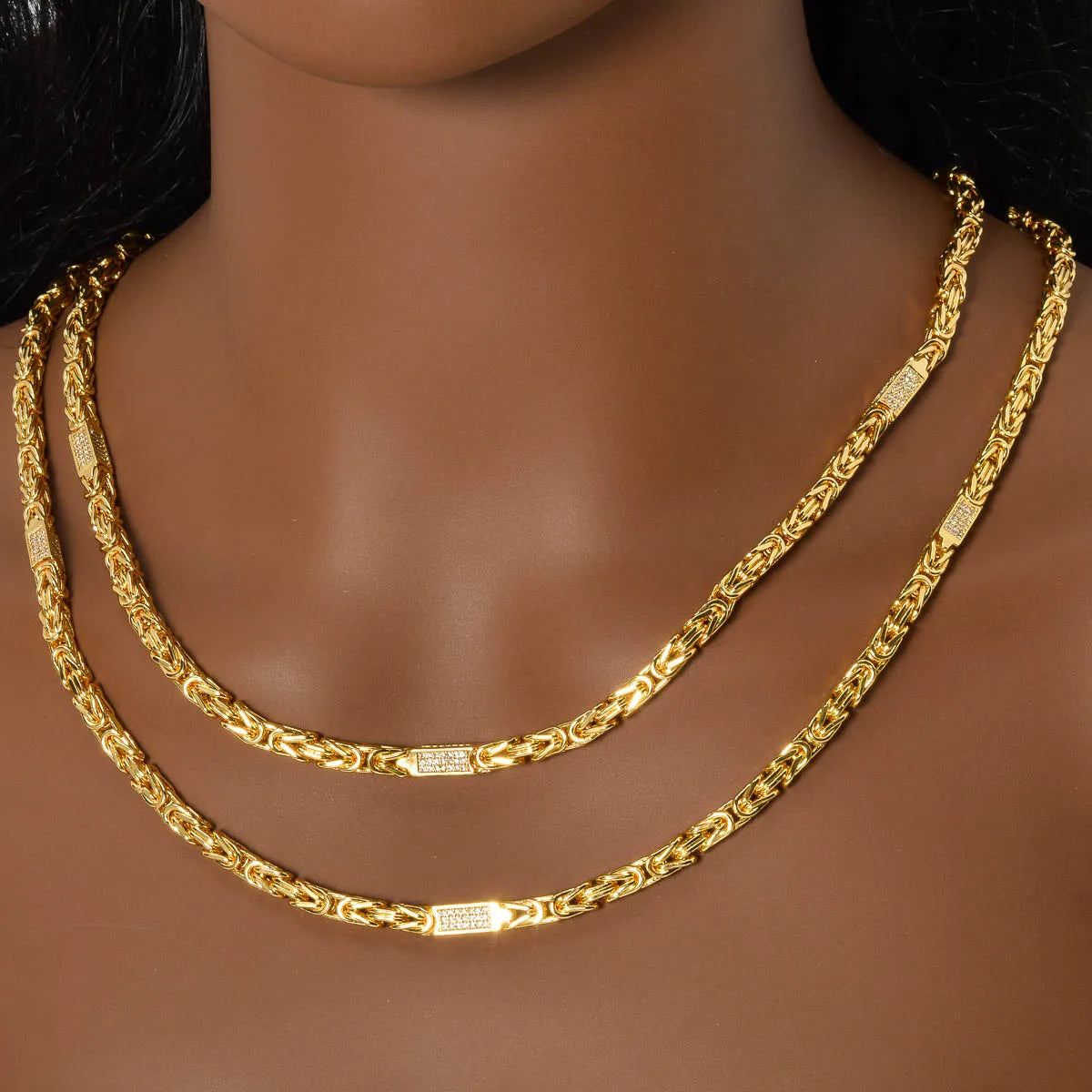 24in/28in Snake Chain 18K Gold Color Plated Necklace African Bridal Wedding Accessories Trend Fashion Birthday Gift for Wife