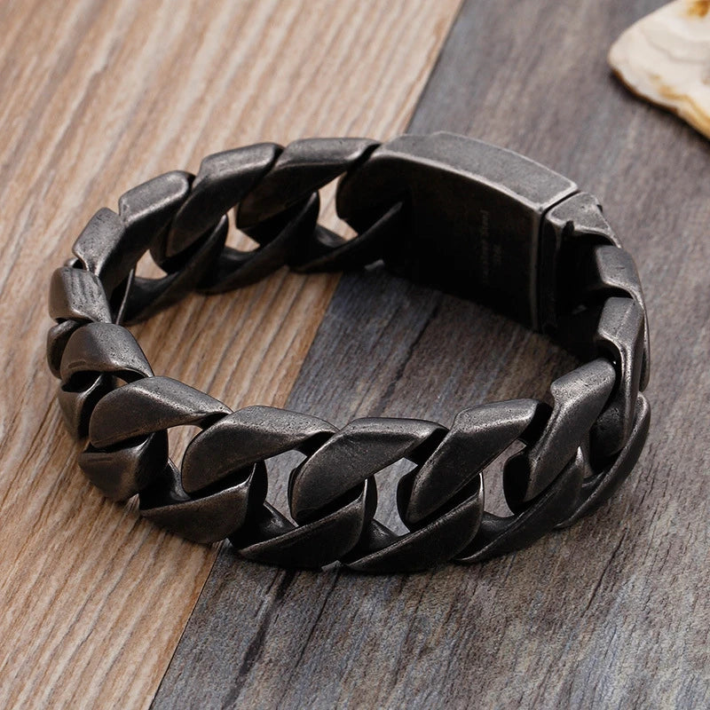 20MM Cuban chain Thick Bracelet for Men Punk Stainless Steel Black/Gold Color Heavy Bracelet Personalized Party Gift Jewelry