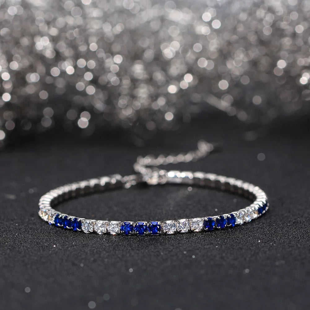 ORSA JEWELS 925 Sterling Silver Brilliant Tennis Bracelet 3.0mm Bezel Setting CZ for WomenChain Bracelet Luxury Jewelry SB192