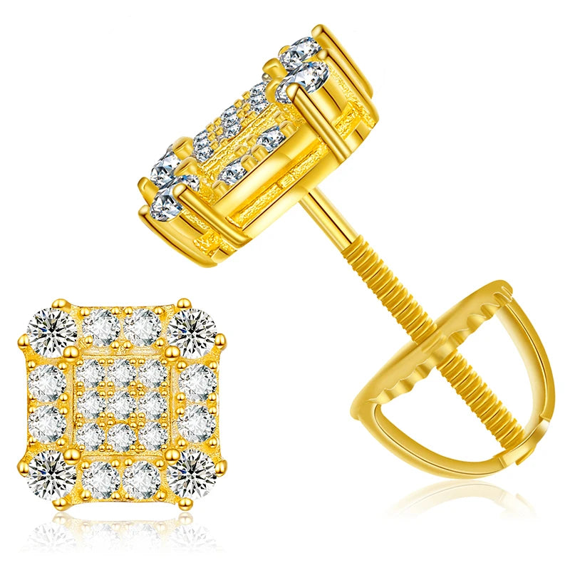 2023 Fashion Trendy Moissanite Square Stud Earring For Women 925 Sterling Silver Wedding Cute Earing Party Wholesale Jewelry
