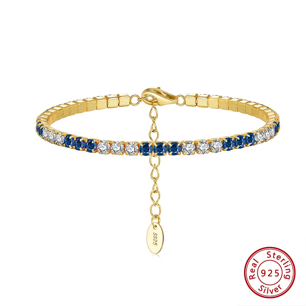 ORSA JEWELS 925 Sterling Silver Brilliant Tennis Bracelet 3.0mm Bezel Setting CZ for WomenChain Bracelet Luxury Jewelry SB192