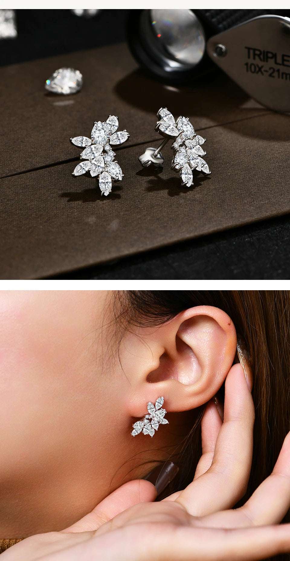 ATTAGEMS Luxury Solid 10K 14K 10k Gold Moissanite Stud Earrings for Women Man 925 Sterling Silver Wedding Engagement Party Gift