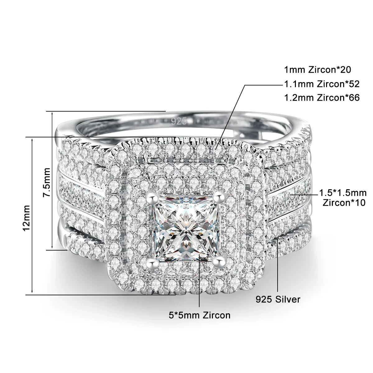 2PCS Moissanite Rings Set Certificate For Wedding 100% Silver 925 Luxury Brand Designer Engagement Jewelry For Women Wholesale
