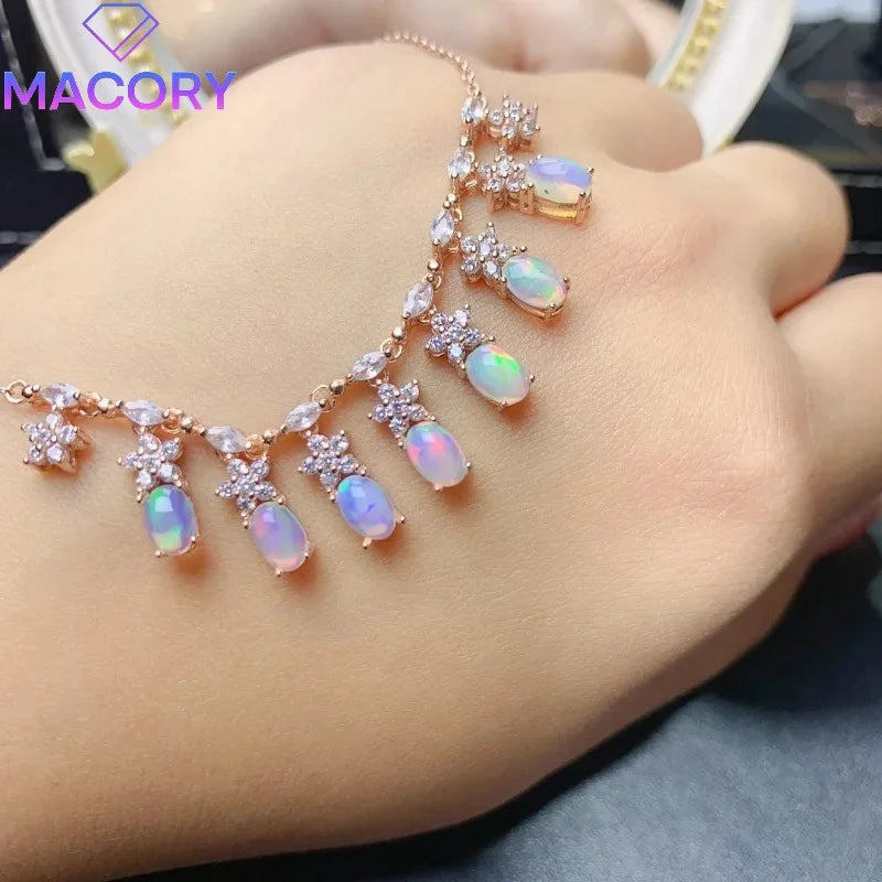 925 sterling silver natural Opal female necklace free shipping sterling silver jewelry certification original pendant