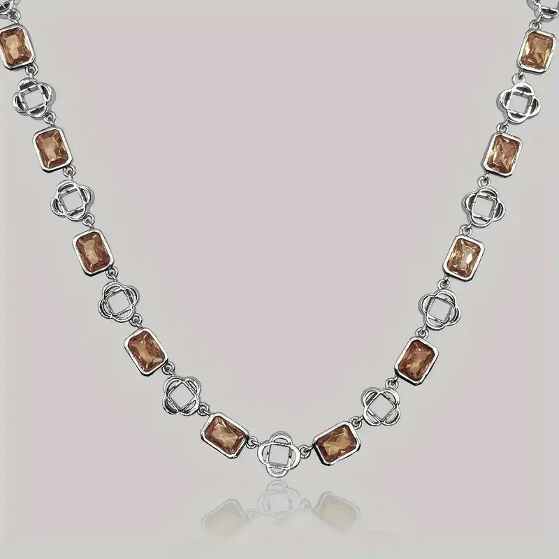 7MM Colourful Zirconia Necklace Iced Out Gemstone Chain For Men And Women Hip Hop Jewelry Ideal Choice for Father's Day Gifts