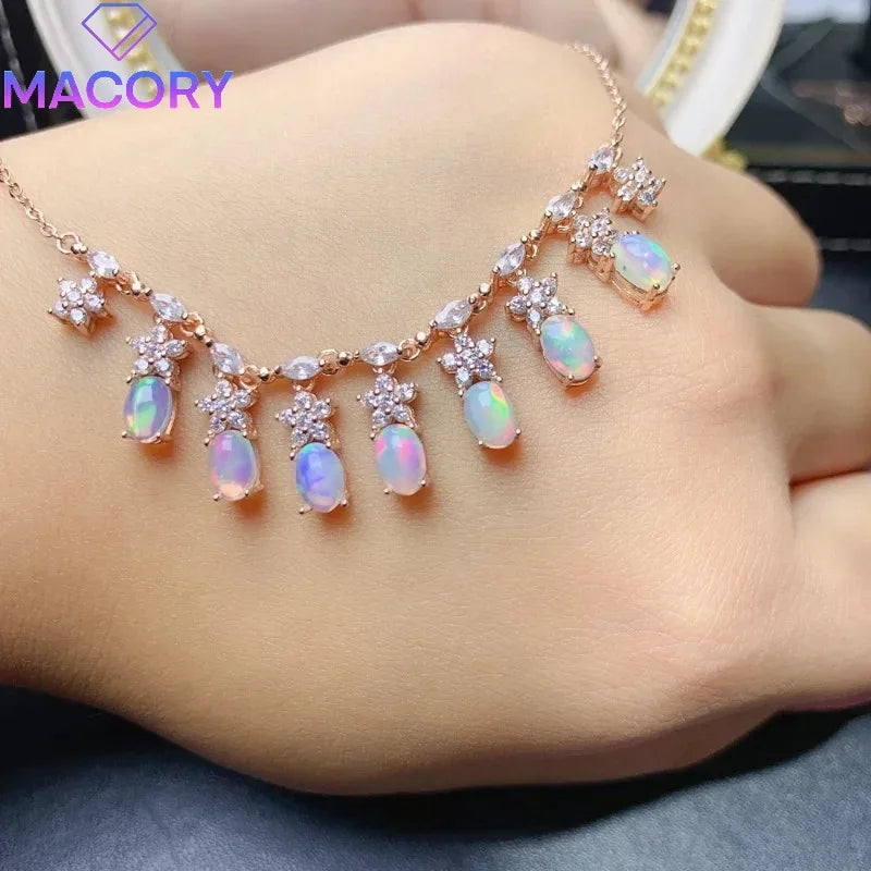 925 sterling silver natural Opal female necklace free shipping sterling silver jewelry certification original pendant