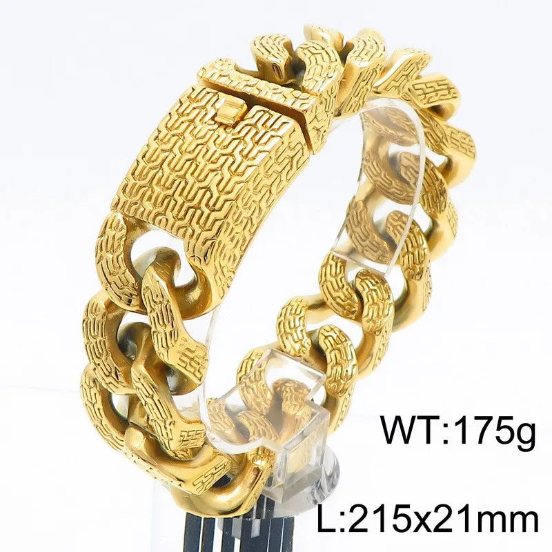 31/21MM Wide High Quality Thick Bracelet Choker Men Punk Stainless Steel Wheel Bracelet Domineering Personality Charm Jewelry