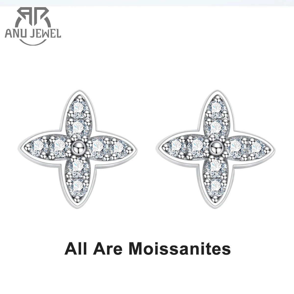 AnuJewel 1.5mm D Color Moissanite Diamond 925 Sterling Silver With Cer Classic Cross Stud Earrings For Woman Jewelry Wholesale