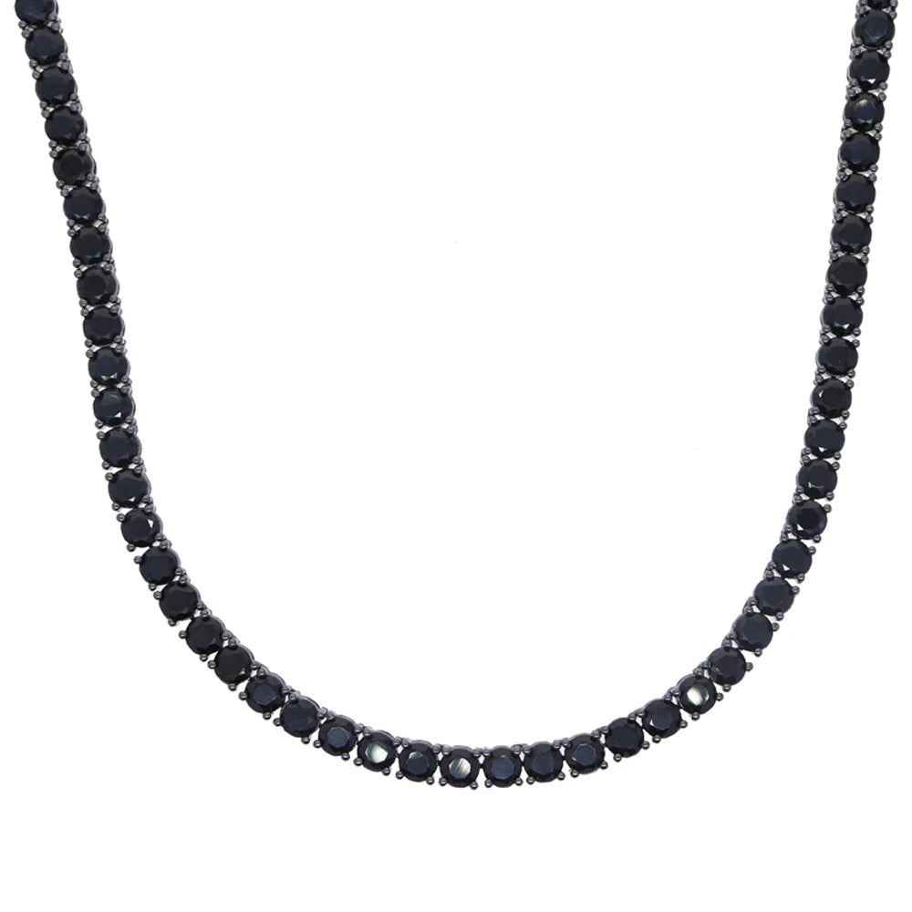 New Black Color Cubic Zirconia Tennis Chain Necklace Iced Out Bling 5mm Stone Link Charm Hip Hop For Women Men Jewelry