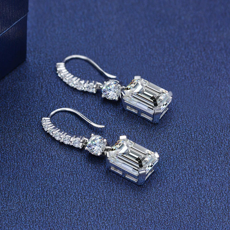 OEVAS Luxury 925 Sterling Silver High Carbon Diamond Gemstone White Gold Drop Dangle Hook Earrings Fine Jewelry Gift Wholesale