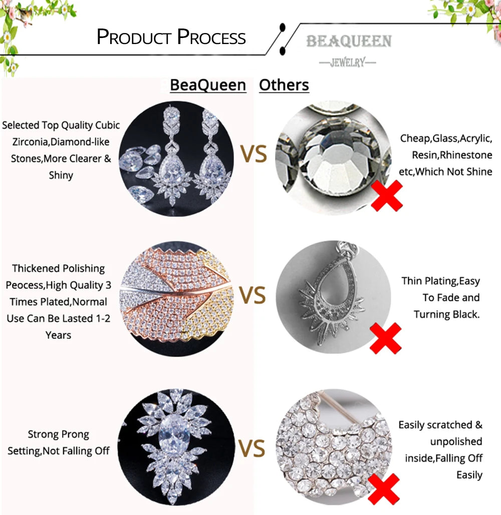 BeaQueen Shiny Full Oval Round Cubic Zirconia Big Engagement Bracelets Fashion Jewelry for Women Wedding Party Accessories B262