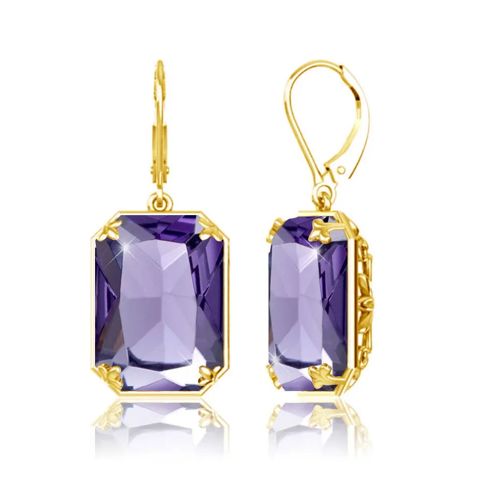 Real Silver 925 Earring For Women Trend Aquamarine Earrings Gold Plated Anniversary Party Banquet Luxury Fine Jewelry Accessorie