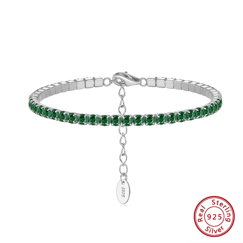 ORSA JEWELS 925 Sterling Silver Brilliant Tennis Bracelet 3.0mm Bezel Setting CZ for WomenChain Bracelet Luxury Jewelry SB192