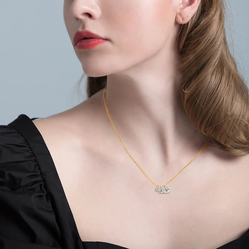 5mm&4mm&3mm Round Full Moissanite Diamond Pendant Necklace Original 925 Silver Women's Engagement High Quality Fine Jewelry