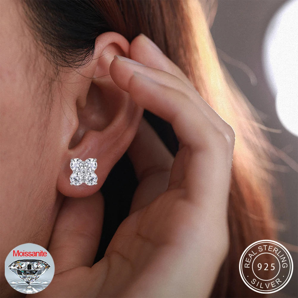 2.48ctw Moissanite Stud Earrings for Women Men Screw Back Lab Grown Diamond Ear Studs 925 Sterling Silver Fine Jewelry Gifts