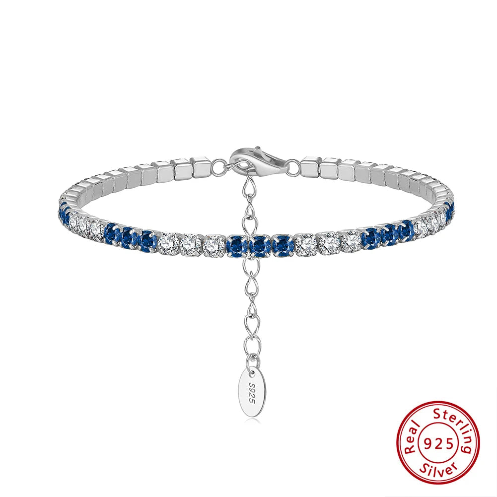 ORSA JEWELS 925 Sterling Silver Brilliant Tennis Bracelet 3.0mm Bezel Setting CZ for WomenChain Bracelet Luxury Jewelry SB192